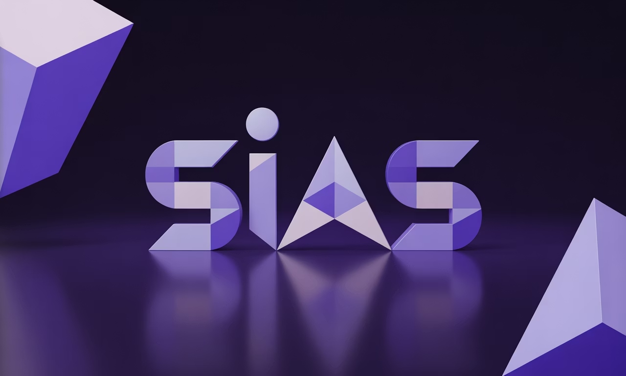 Logo SIAS w przestrzennej, fioletowej stylistyce